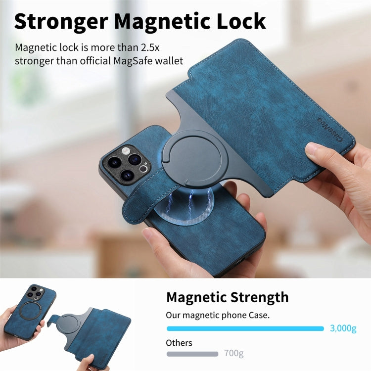 For iPhone 15 Pro CaseNeo MagSafe RFID Anti-theft Retro Leather Phone Case(Blue)