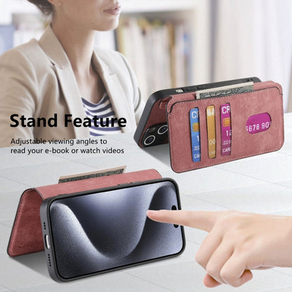 For iPhone 15 Pro CaseNeo MagSafe RFID Anti-theft Retro Leather Phone Case(Pink)