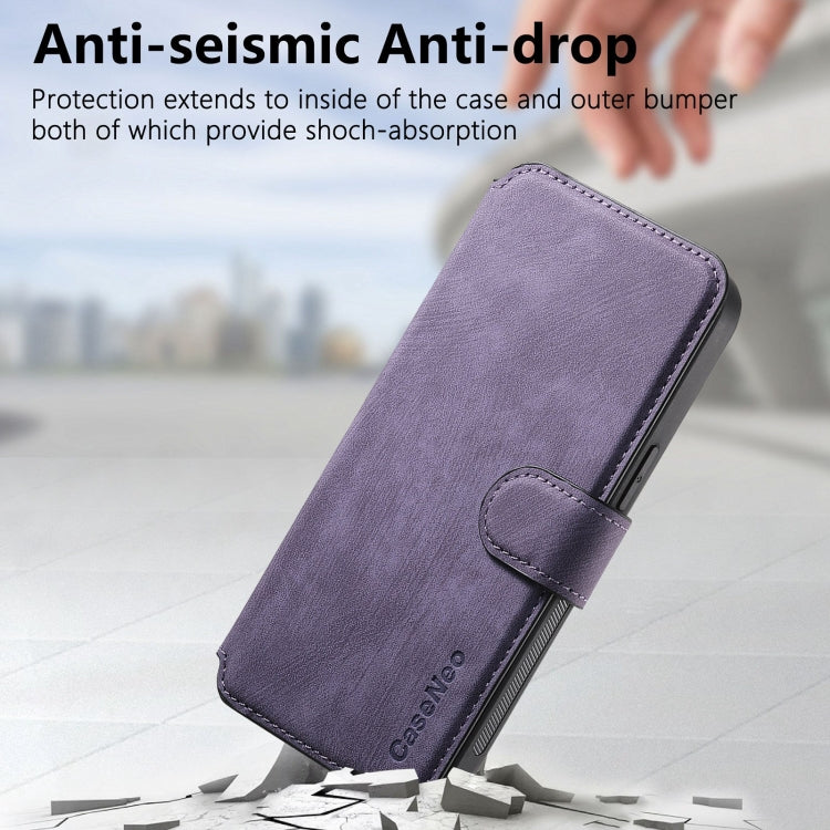 For iPhone 15 Pro CaseNeo MagSafe RFID Anti-theft Retro Leather Phone Case(Purple)