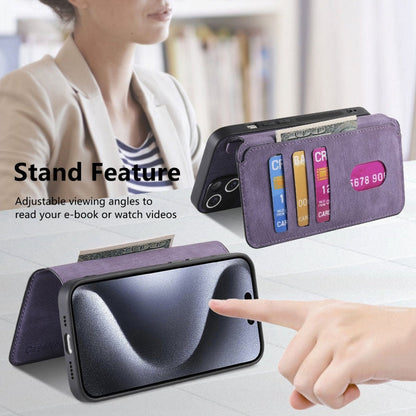 For iPhone 15 Pro CaseNeo MagSafe RFID Anti-theft Retro Leather Phone Case(Purple)
