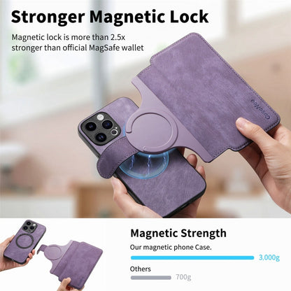 For iPhone 15 Pro CaseNeo MagSafe RFID Anti-theft Retro Leather Phone Case(Purple)