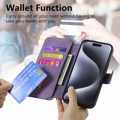 For iPhone 15 Pro CaseNeo MagSafe RFID Anti-theft Retro Leather Phone Case(Purple)