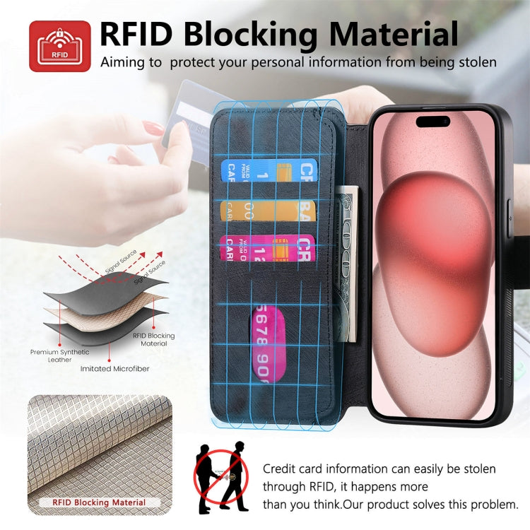 For iPhone 15 Plus CaseNeo MagSafe RFID Anti-theft Retro Leather Phone Case(Black)