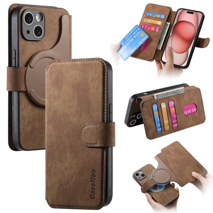 For iPhone 15 Plus CaseNeo MagSafe RFID Anti-theft Retro Leather Phone Case(Brown)