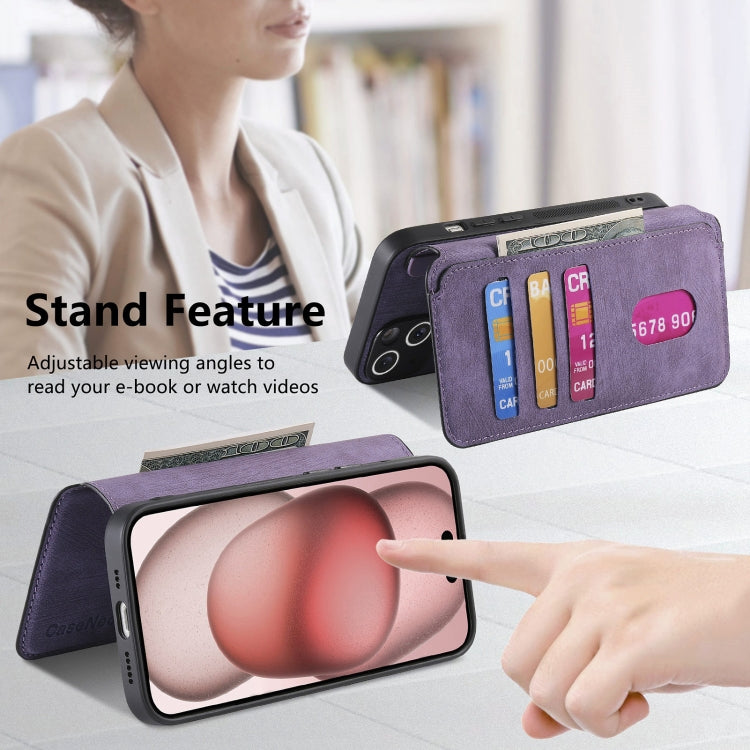 For iPhone 15 Plus CaseNeo MagSafe RFID Anti-theft Retro Leather Phone Case(Purple)