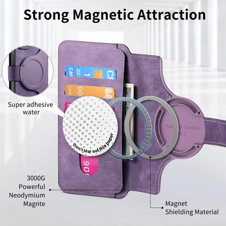 For iPhone 15 Plus CaseNeo MagSafe RFID Anti-theft Retro Leather Phone Case(Purple)