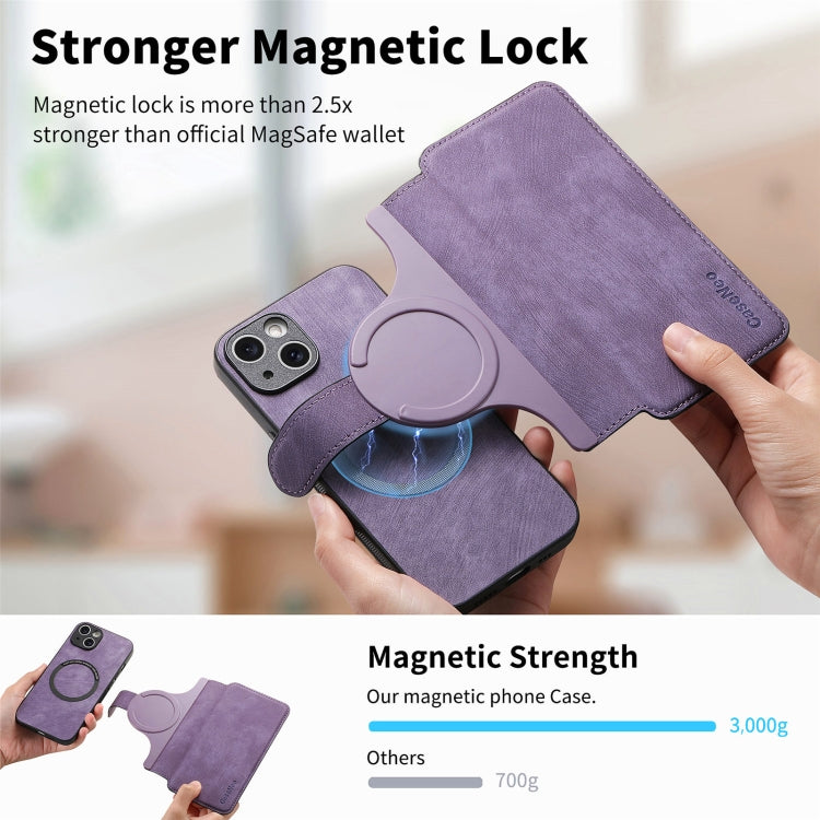 For iPhone 15 Plus CaseNeo MagSafe RFID Anti-theft Retro Leather Phone Case(Purple)
