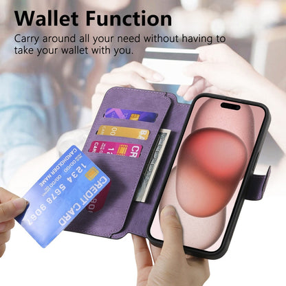 For iPhone 15 Plus CaseNeo MagSafe RFID Anti-theft Retro Leather Phone Case(Purple)