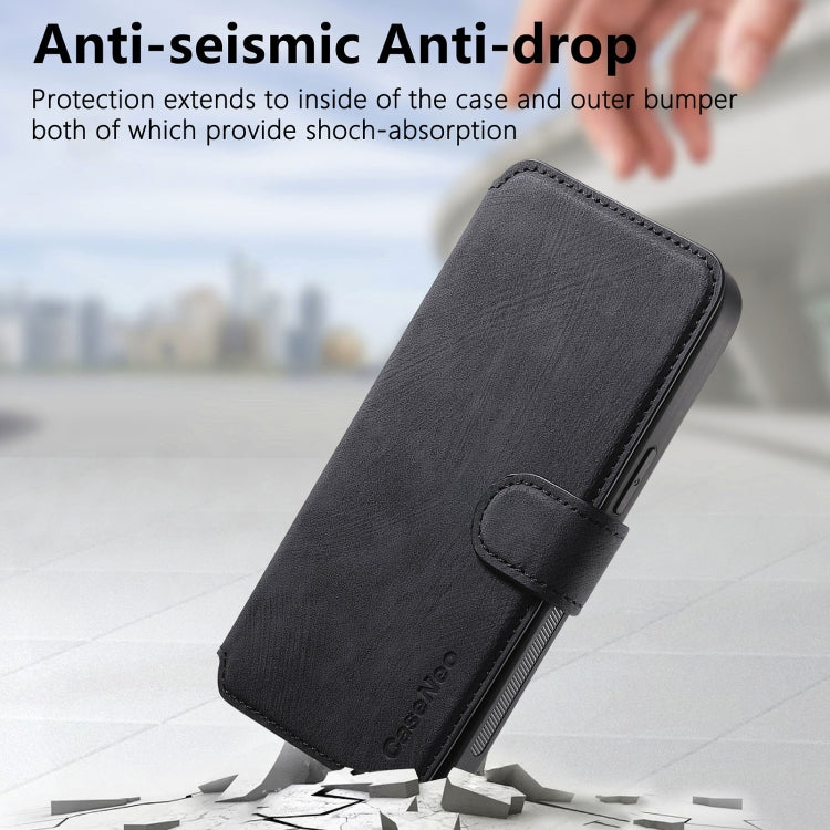 For iPhone 15 CaseNeo MagSafe RFID Anti-theft Retro Leather Phone Case(Black)