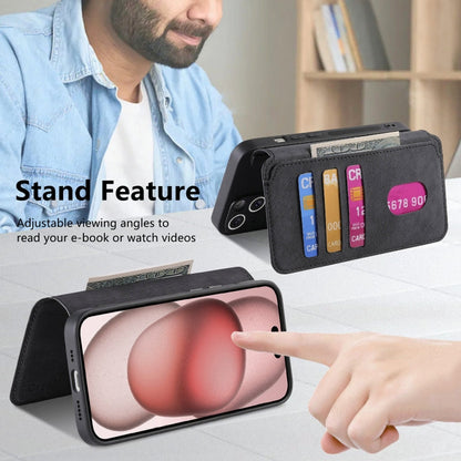 For iPhone 15 CaseNeo MagSafe RFID Anti-theft Retro Leather Phone Case(Black)