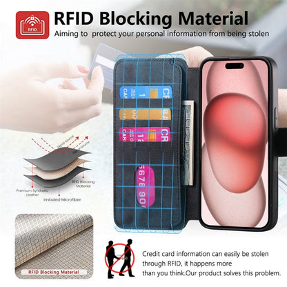For iPhone 15 CaseNeo MagSafe RFID Anti-theft Retro Leather Phone Case(Black)