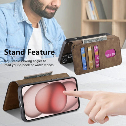 For iPhone 15 CaseNeo MagSafe RFID Anti-theft Retro Leather Phone Case(Brown)
