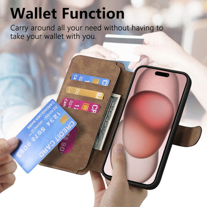 For iPhone 15 CaseNeo MagSafe RFID Anti-theft Retro Leather Phone Case(Brown)
