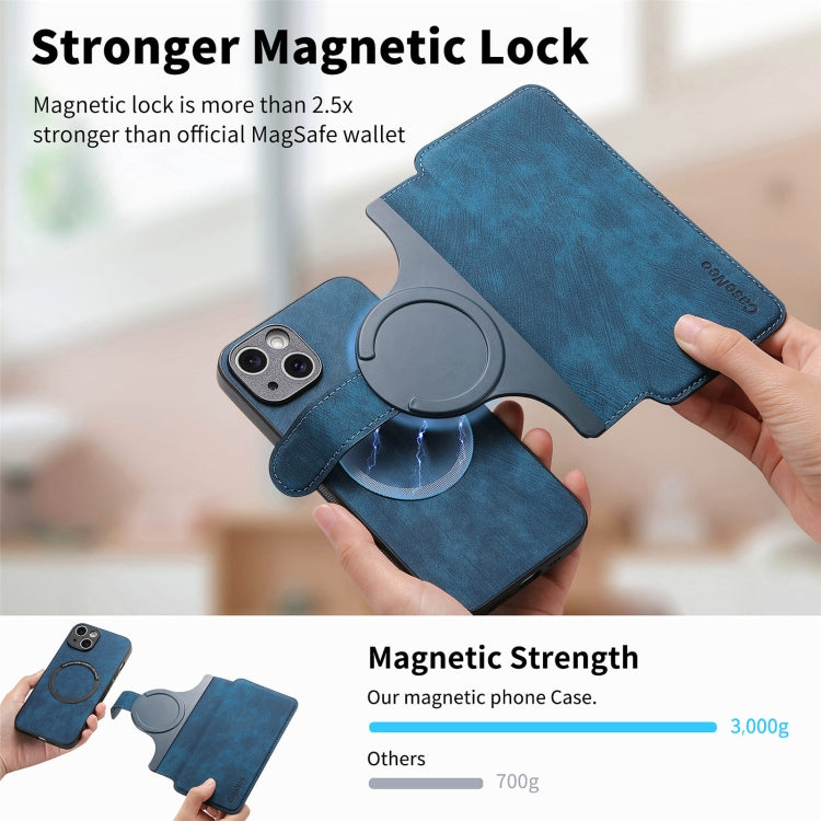 For iPhone 15 CaseNeo MagSafe RFID Anti-theft Retro Leather Phone Case(Blue)