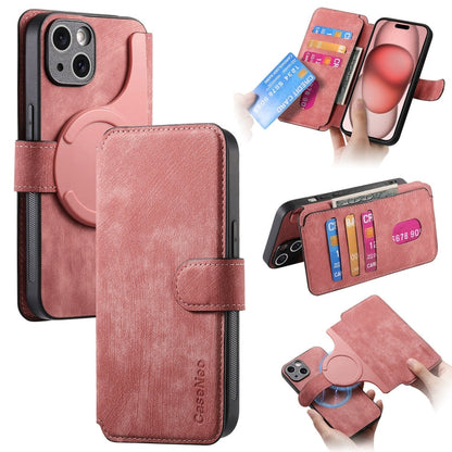 Pour étui iPhone 15Étui de téléphone en cuir rétro Neo MagSafe RFID anti-vol (Rose)