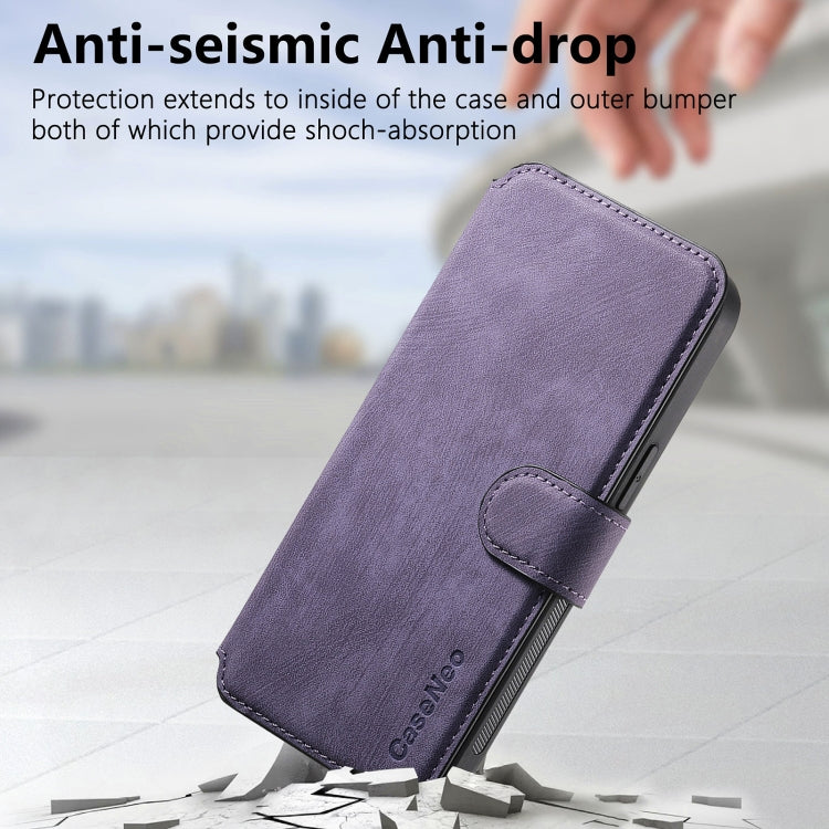 For iPhone 15 CaseNeo MagSafe RFID Anti-theft Retro Leather Phone Case(Purple)