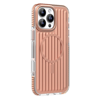 For iPhone 16 Pro Mutural Corrugated Texture Magsafe Magnetic Shockproof Phone Case(Antique Brass)