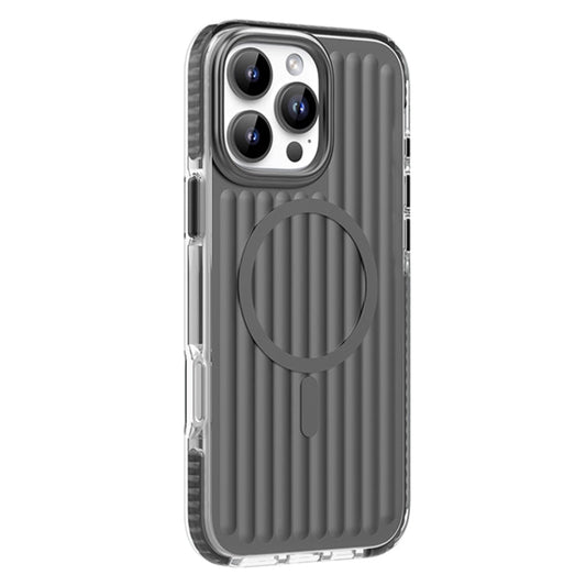 For iPhone 16 Pro Mutural Corrugated Texture Magsafe Magnetic Shockproof Phone Case(Dark Grey)