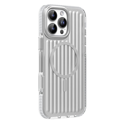 Pour iPhone 16 Pro Max Coque de téléphone antichoc magnétique Magsafe avec texture ondulée Mutural (Argent)