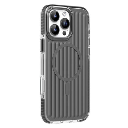 For iPhone 16 Pro Max Mutural Corrugated Texture Magsafe Magnetic Shockproof Phone Case(Dark Grey)