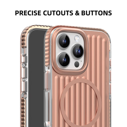 For iPhone 16 Pro Max Mutural Corrugated Texture Magsafe Magnetic Shockproof Phone Case(Blue)