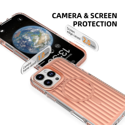 For iPhone 16 Pro Max Mutural Corrugated Texture Magsafe Magnetic Shockproof Phone Case(Blue)