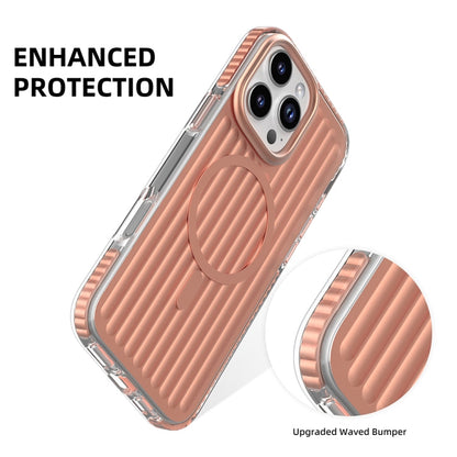 For iPhone 16 Pro Max Mutural Corrugated Texture Magsafe Magnetic Shockproof Phone Case(Blue)