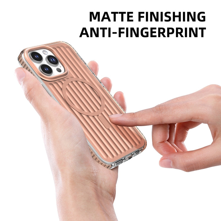 For iPhone 16 Pro Mutural Corrugated Texture Magsafe Magnetic Shockproof Phone Case(Dark Grey)