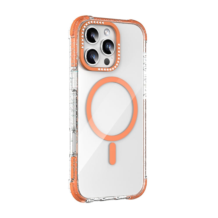 Pour iPhone 16 Pro Mutural Blink Series Coque de Téléphone Magnétique MagSafe avec Bordure Scintillante (Orange)