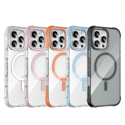 Pour iPhone 16 Pro Max, coque de téléphone magnétique MagSafe Mutural Blink Series Glitter Edge (Bleu)