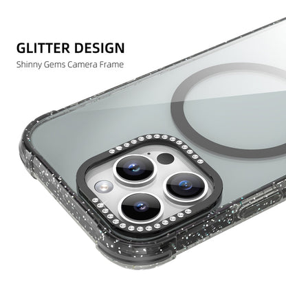For iPhone 16 Pro Max Mutural Blink Series Glitter Edge MagSafe Magnetic Phone Case(Orange)