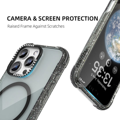 Pour iPhone 16 Pro Max, coque de téléphone magnétique MagSafe Mutural Blink Series Glitter Edge (Bleu)