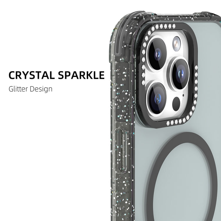 For iPhone 16 Pro Mutural Blink Series Glitter Edge MagSafe Magnetic Phone Case(White)