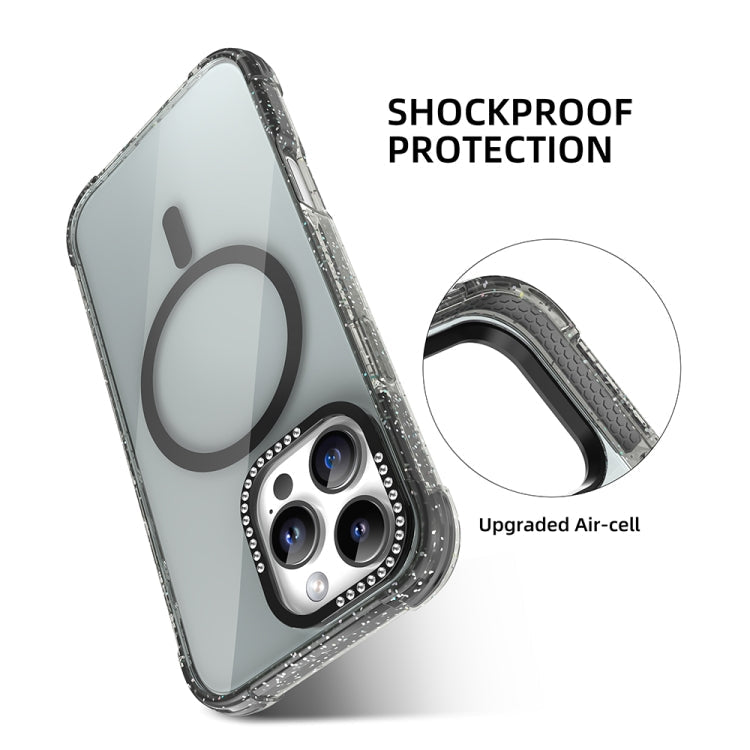 For iPhone 16 Pro Mutural Blink Series Glitter Edge MagSafe Magnetic Phone Case(Blue)