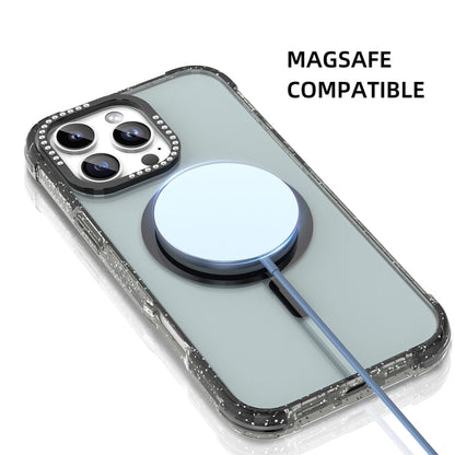 Pour iPhone 16 Pro, coque de téléphone magnétique Mutural Blink Series à bords pailletés MagSafe (rose)