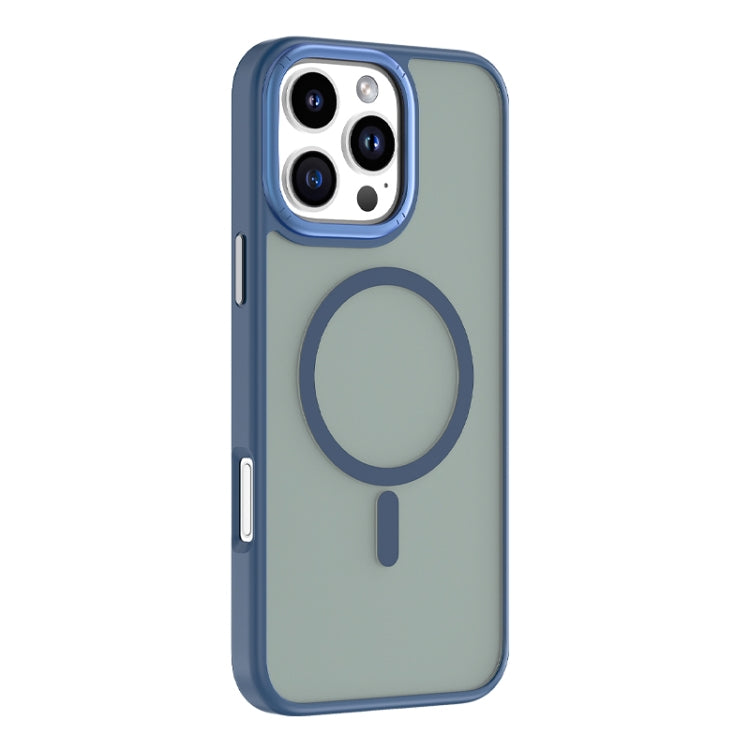 Pour iPhone 16 Pro Max Coque Magnétique MagSafe Dépolie Série Mutural Skin Feel (Bleue)