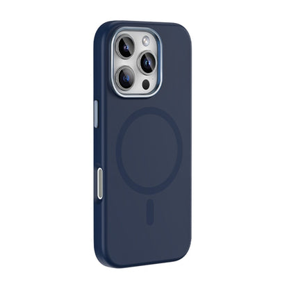 Pour iPhone 16 Pro Max Coque de Téléphone Magnétique Mutural Karen Series en Silicone Liquide MagSafe (Bleu Marine)