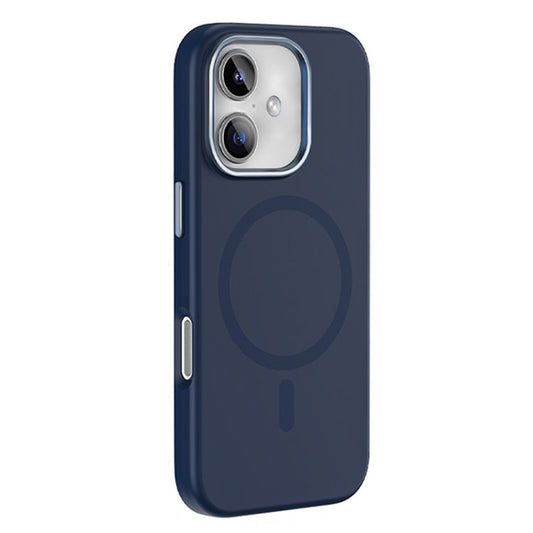 For iPhone 16 Mutural Karen Series Liquid Silicone MagSafe Magnetic Phone Case(Navy Blue)