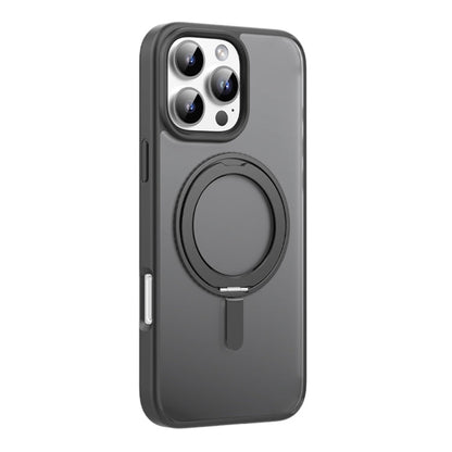 For iPhone 16 Pro Mutural Armor Series MagSafe Magnetic Holder Phone Case(Black)