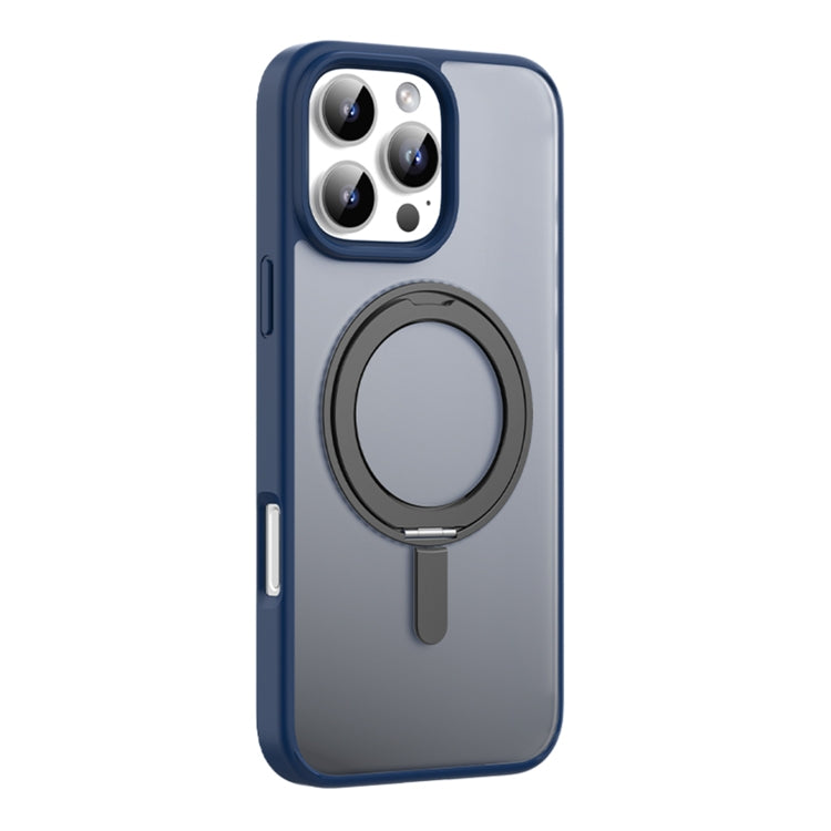 For iPhone 16 Pro Mutural Armor Series MagSafe Magnetic Holder Phone Case(Blue)
