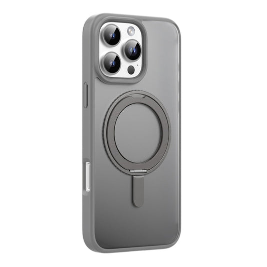 For iPhone 16 Pro Mutural Armor Series MagSafe Magnetic Holder Phone Case(Grey)