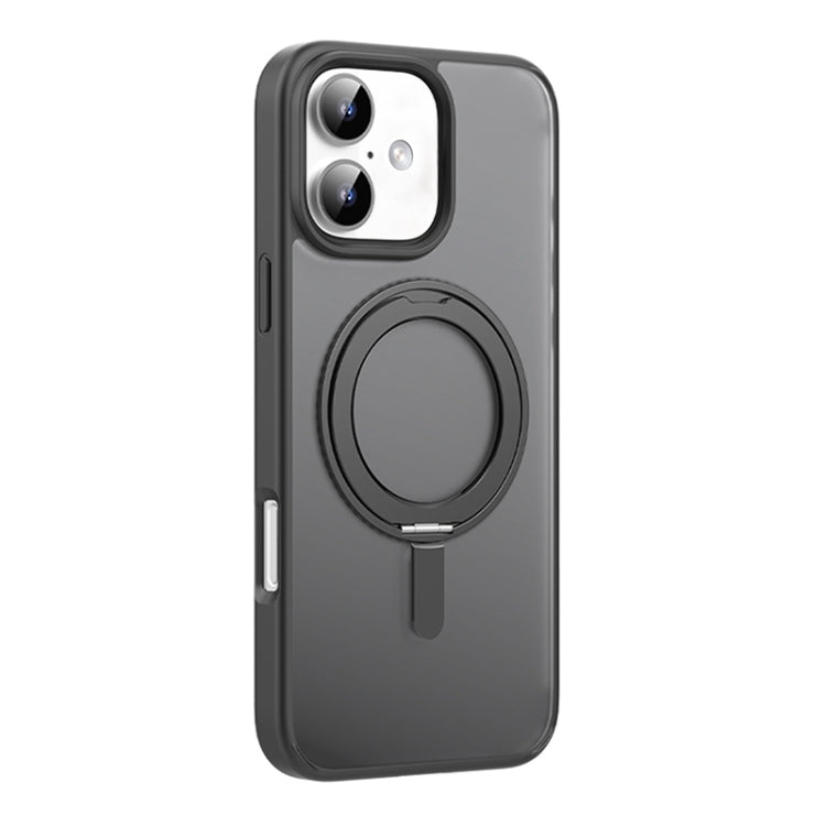 For iPhone 16 Mutural Armor Series MagSafe Magnetic Holder Phone Case(Black)