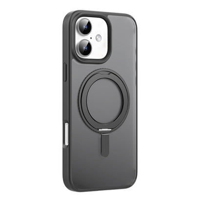 For iPhone 16 Mutural Armor Series MagSafe Magnetic Holder Phone Case(Black)