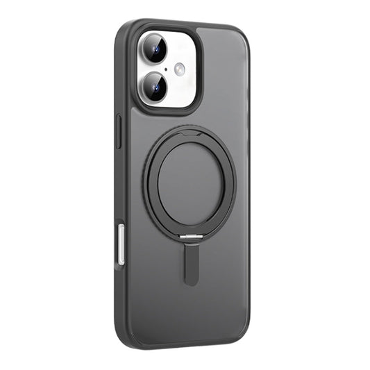 For iPhone 16 Mutural Armor Series MagSafe Magnetic Holder Phone Case(Black)