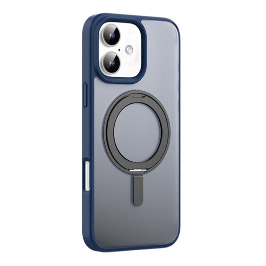 For iPhone 16 Mutural Armor Series MagSafe Magnetic Holder Phone Case(Blue)