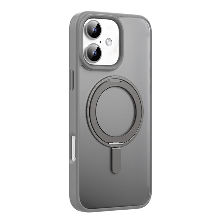 For iPhone 16 Mutural Armor Series MagSafe Magnetic Holder Phone Case(Grey)