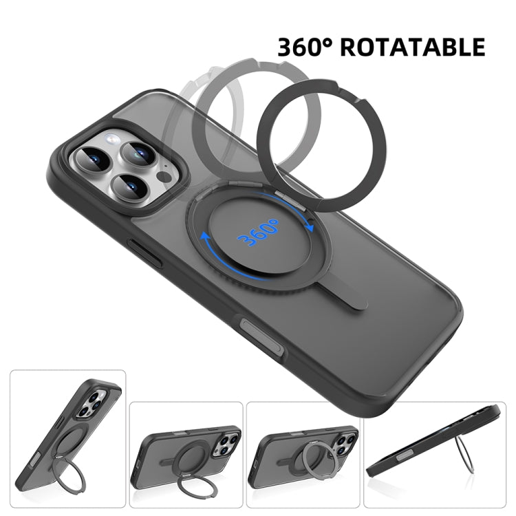For iPhone 16 Pro Max Mutural Armor Series MagSafe Magnetic Holder Phone Case(Black)