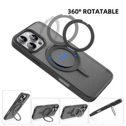 For iPhone 16 Mutural Armor Series MagSafe Magnetic Holder Phone Case(Black)