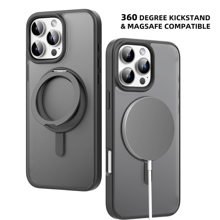 For iPhone 16 Mutural Armor Series MagSafe Magnetic Holder Phone Case(Black)