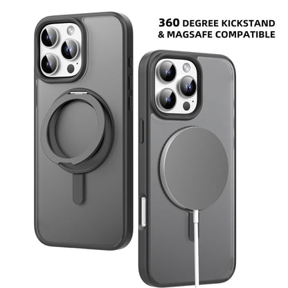 For iPhone 16 Mutural Armor Series MagSafe Magnetic Holder Phone Case(Black)
